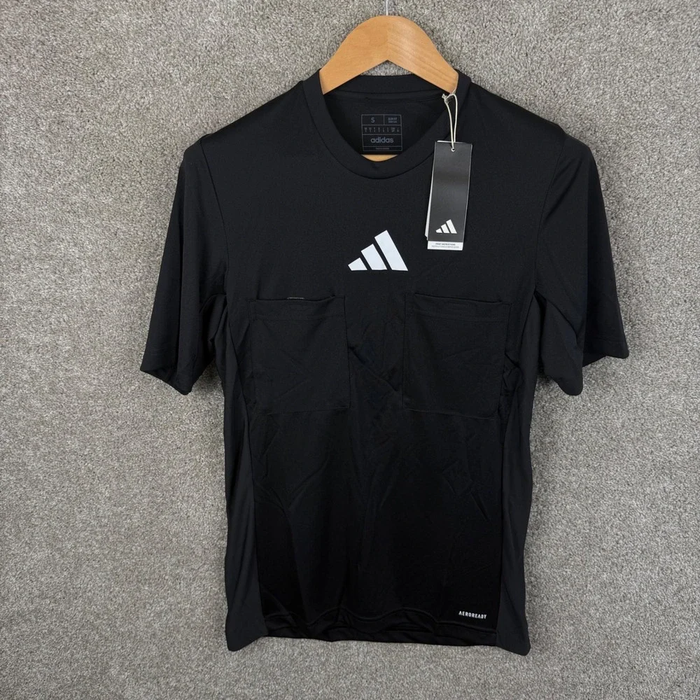 Adidas Ref 24 Jersey Mens Small Black Soccer Referee Shirt Aeroready IN8141 NEW
